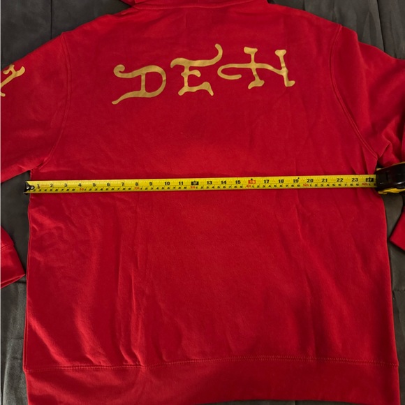 Ed Hardy 🐅 Full Zip Red Hoodie with Tattoo Inspired Graphic Design NWT - Picture 5 of 8